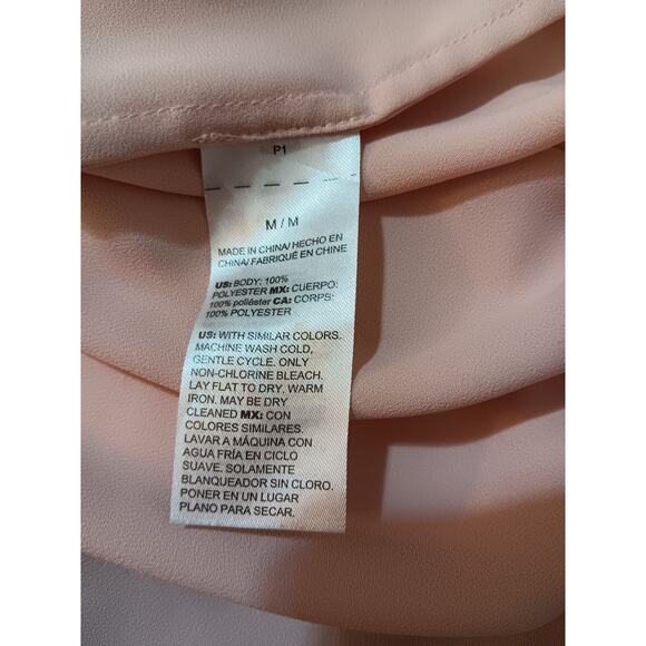 WHBM Pale Blush Pink Ruffled Top Blouse Medium Dressy Event Career Classic VNeck - Picture 5 of 8